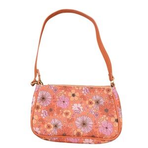 Wild Fable Zippered Shoulder Bag Purse Retro Y2K Floral Coral & Purple